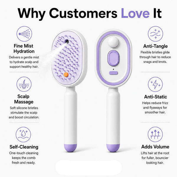 Multi-Function Electric Mist & Massage Hair Brush