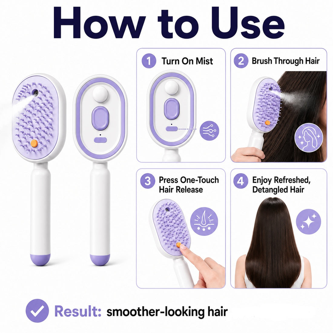 Multi-Function Electric Mist & Massage Hair Brush