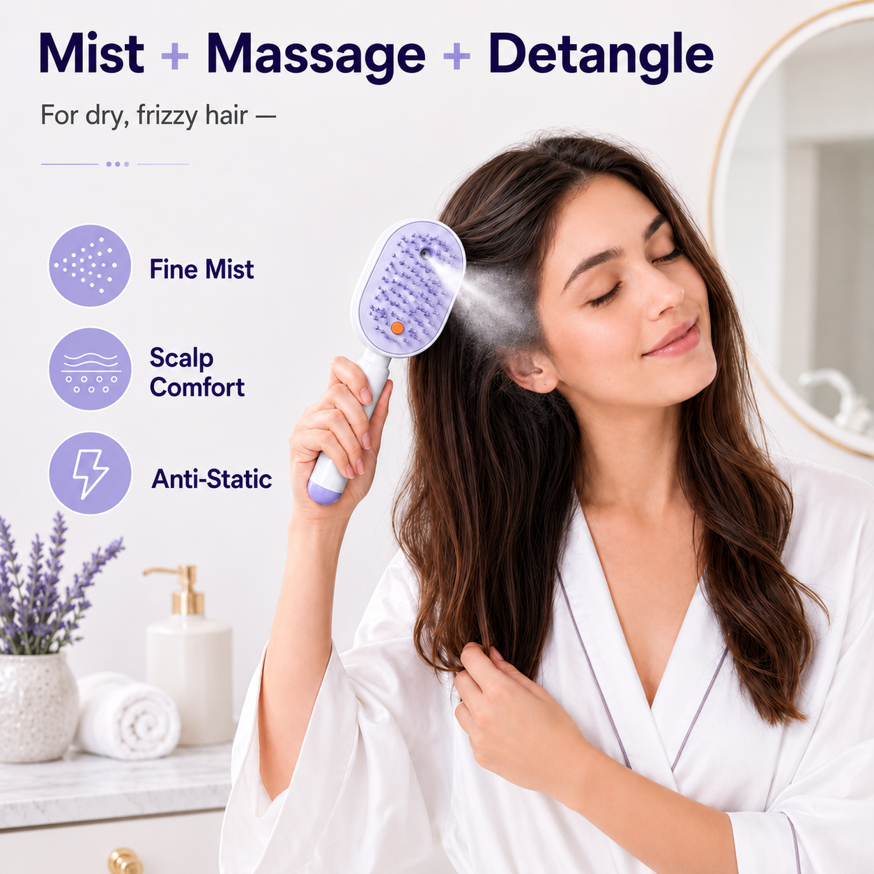 Multi-Function Electric Mist & Massage Hair Brush